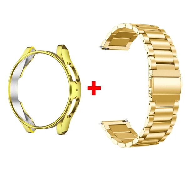 Band+ Kotelo Samsung Galaxy Watch 6 5 4 44mm 40mm Classic 46mm 42mm Ruostumattomasta Teräksestä Valmistettu Ranneke Galaxy Watch 3 5 Pro 41 45mm Ranneke gold gold