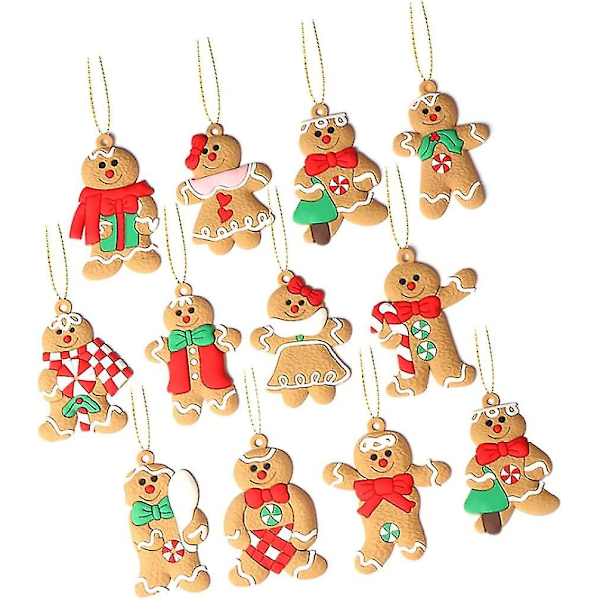 Garden Decorations Christmas Gingerbread Men Gingerbread Figures Ornaments Christmas Tree Decorations 24pcs 2 sets