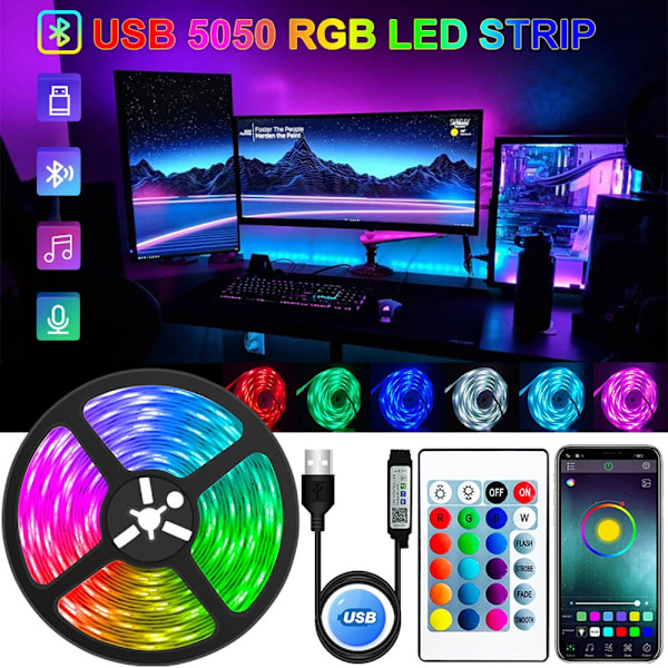 LED-strip på rulle 15m Ultralång Musiksynkronisering, Appstyrning med Fjärrkontroll, RGB-tejp för Sovrum [Energiklass A++]