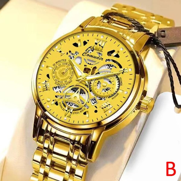 Herreklokke Kvarts Urverk Business Klokke Automatisk Mekanisk Golden Golden
