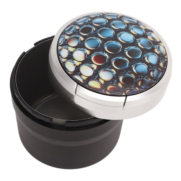 Bärbar bilaskkopp Mini Silver Edge Brandförebyggande Rökfri bilaskkopp med LED-ljus och lock Honeycomb