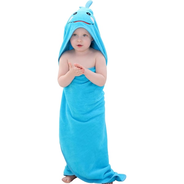 90x90cm, Blå, 0-6 år, Unisex Baby Toddler Kids Animal Hooded Cotton Shower Beach Bath Towel