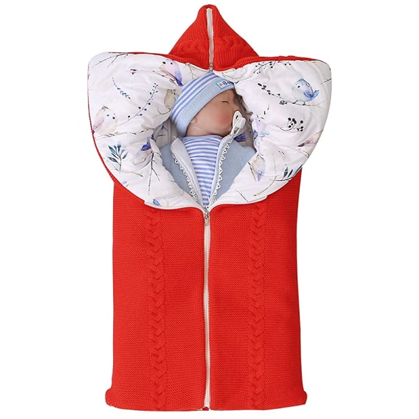 Baby Swaddle Blanket Stroller Wrap, Myk Tykk Fleece Varm Teppe Nyfødt Sovepose for 0-12 Måneders Gutter Jenter