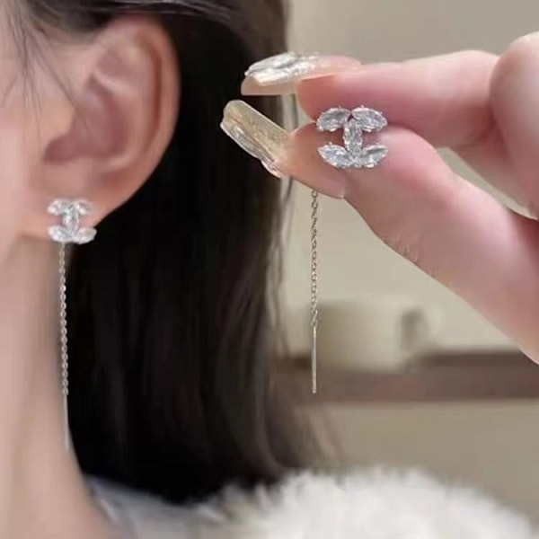 Bogstav Øreringe Diamant Perle Øreringe Cc Klassiske Øreringe Gaver Style 2