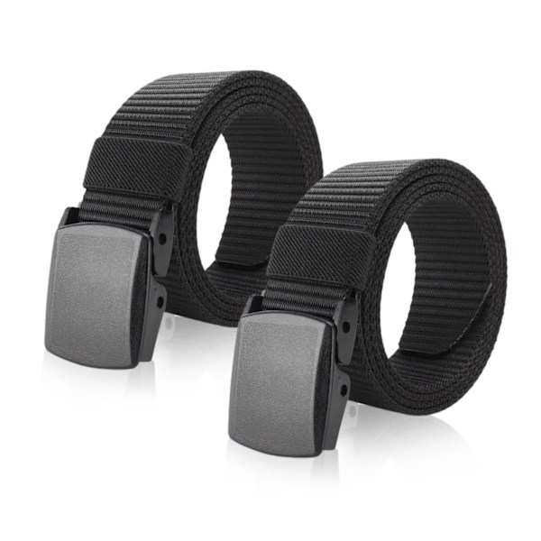 2 Piece Canvas Belt For Men Lightweight Nylon Belt Metal Free Adjustable Work Without Holes Belt Quick Pass Plastic Belt Plus Length 130cm