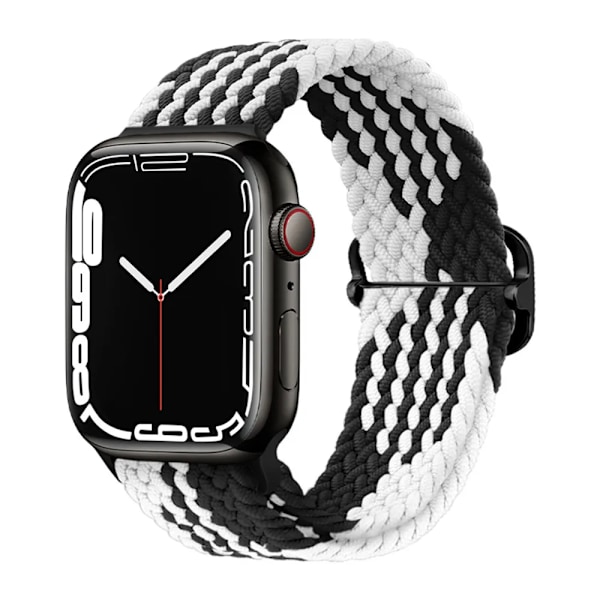 Punottu silmukka Apple Watch Rem 44mm 40mm 45mm 41mm 42mm 38mm 49mm Joustava Solo-ranneke iWatch series 9 se 7 5 6 Ultra2 Band 23.musta valkoinen 23.black white 38mm 40mm 41mm