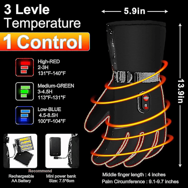 Opvarmede Handsker Genopladelige Elektriske Batteri Opvarmede Handsker Touch Screen Handsker Voksne Unisex