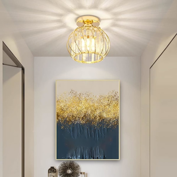 Moderne krystalltaklampe, E27 LED taklampe, Mini krystalltaklampe for kjøkken campingrom inngangshall soverom (A) [Energiklasse A+++]