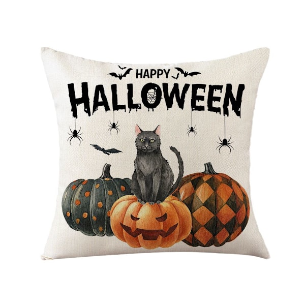 Halloween-tyynyliinat, Halloween-koristeet 18x18 tuuman setti 4 tyynyliinaa Temppu vai keksintö Onnellinen Halloween Pellava Sovan Sängyn Heittotyynyn Kotelo Koriste