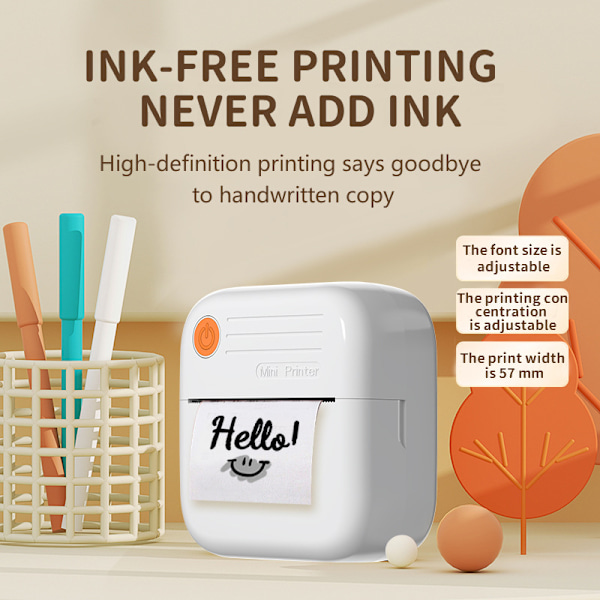 Bærbar Mini Printer Termisk Blækfri Lomme Student Mini Fejl Etiketprinter pink