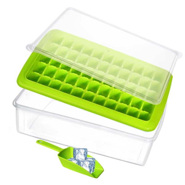 HHL Ice Cube Tray with Lid and Bin 55 - Ice Cube Molds for Freezer BPA Free Ice Container Comes with Scoop and Cover (green)Ice Cube Molds & Trays