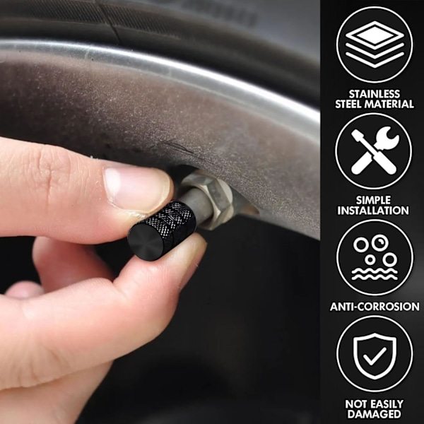 st sorte metalventilhatte - Vandtætte og støvtætte til biler, motorcykler og cykler [GKS] 8 PCS-Black