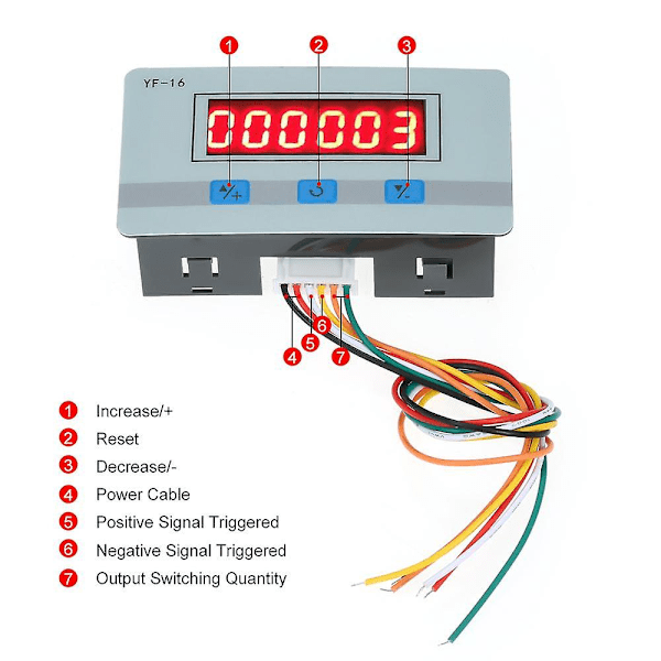 Mini LED digitalt tællermodul DC/AC5V~24V elektronisk totalisator med NPN og PNP signalinterface