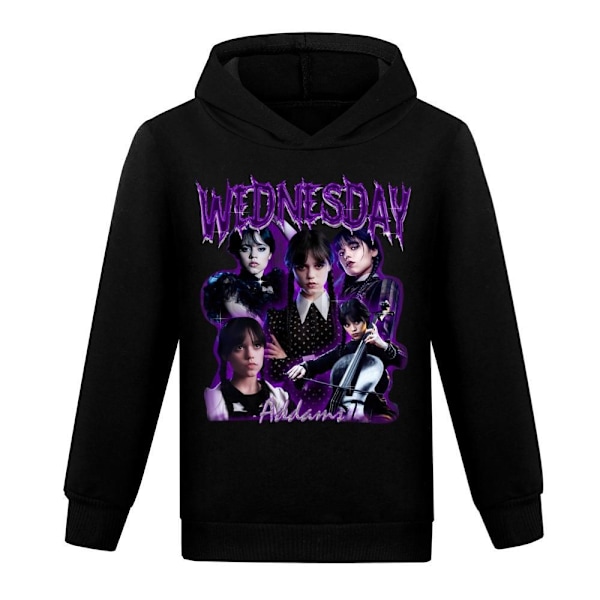 Barn Höst Vinter Onsdag The Addams Family Hoodie Sweatshirt svart black 130 cm