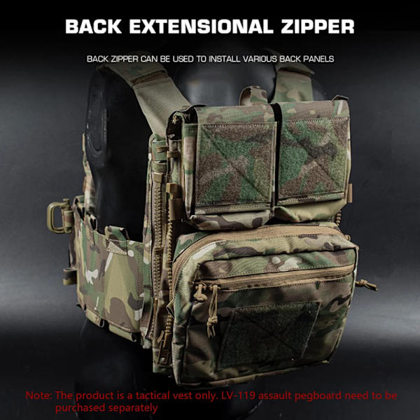 LV-119 Lågprofil Slick Plate Carrier Taktisk Väst Airsoft Militär Krigslek Lätt Anpassningssystem Slickster Assault Väst VE-73 BLK
