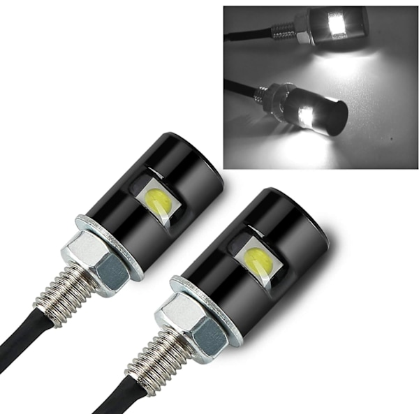 LED Lys Bil og Motorcykel Nummerplade Lyspærer Skruebolt LED Lys 12V Universal LED Nummerplade 2 stk (Hvid)