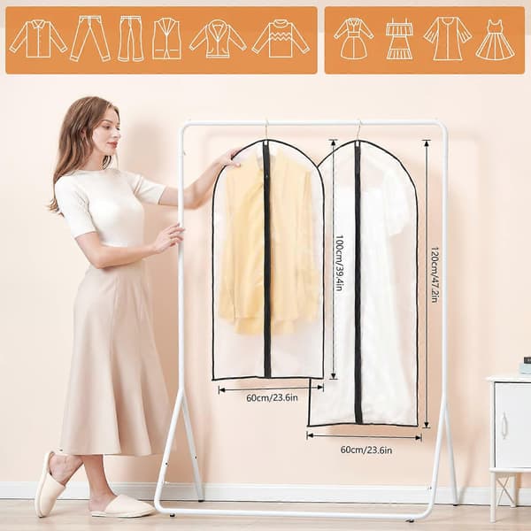 10-pack kostymväskor, 60 x 120/100 cm, svart kant, transparent kostymväska, kostymväskor, kostymskydd, kostymväska, aftonklänning, bröllopsklänning