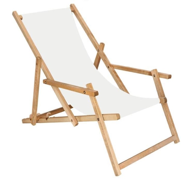 Garden chair - SPRINGOS - With armrests - Impregnated beech wood - White