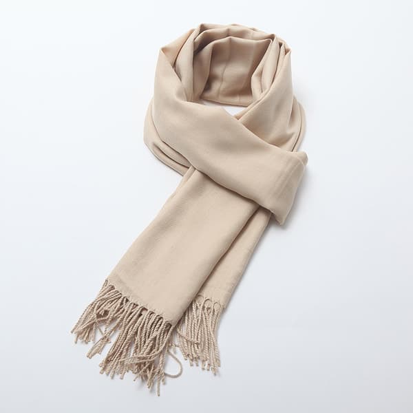 Extra Lång Dam Vinterhalsduk 200x60cm Varm Stickad Mode Sjal Beige