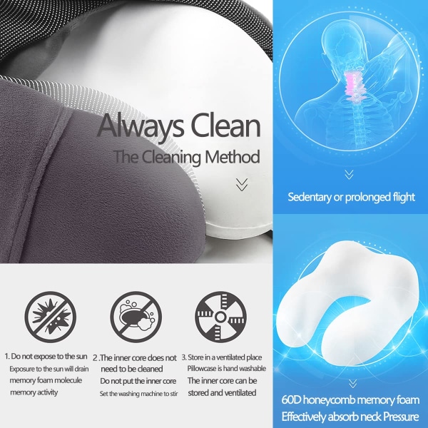 Side oppbevaringslomme Memory Foam nakkepute