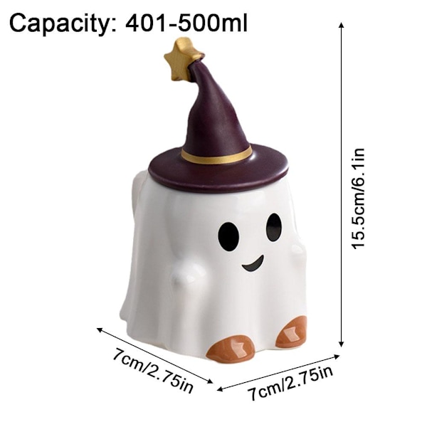 Halloween-kopp med spøkelsesmotiv - Tegneserie-keramikkkopp GX smile elf 401-500ml