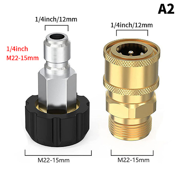 Högtryckstvätt snabbkopplingar M22 14/15 mm till 1/4 3/8 I A2