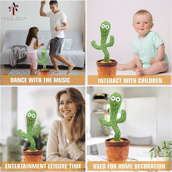 Kaktusleker som lærer å snakke, synge, danse, svinge, plysjleker, pedagogiske leker Dancing Cactus