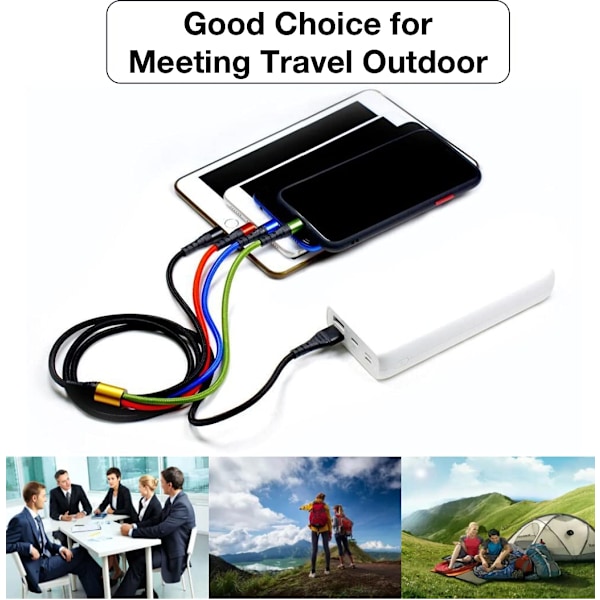 4-in-1 USB-pikalatauskaapeli [120 cm pitkä] Monitoimikaapeli Type-C Micro Android -puhelimille