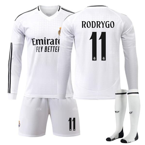 Real Madrid Børne Hjemmebanetrøje 2024-2025 Efterår & Vinter Nr 11 Strømper 3XL RODRYGO No 15 Strømper No 15 Sokker No 15 socks 3XL