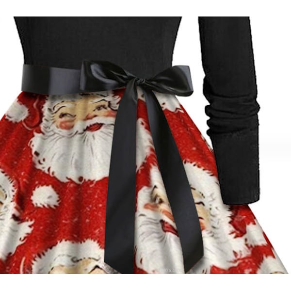 Julekjole til kvinder med V-udskæring Vintage Print Lang Style3 Style3 M