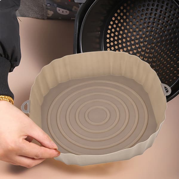 Firkantet gjenbrukbar silikonform til airfryer, grå Gray 17cm