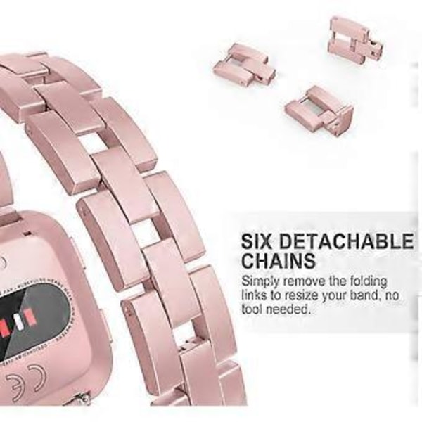 Kimallekoru Yhteensopiva Fitbit Versa/Versa 2 -rannekkeen kanssa Ruostumattomasta teräksestä valmistettu rannekkeen korvaus Versa Lite Edition/Versa SE -lisävarusteille (Ruusukulta)