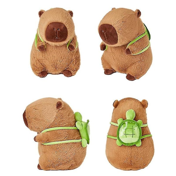 Capybara plyslegetøj, Capybara der bærer skildpadde, realistisk blødt capybara legetøj 25cm