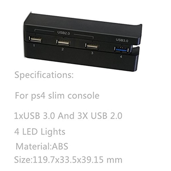 5-ports USB-hub til PS4 Slim Edition - højhastigheds adapter