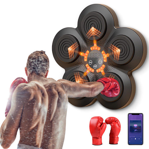Elektronisk Boksemaskine med Musik, Bærbar Vægmonteret Bluetooth Musik Elektronisk Bokser (Boksemaskiner og Boksehansker) Children Boxing Gloves