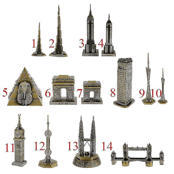 Metall Burj Khalifa Torn Byggnadsarkitektur Modell Souvenir Landmärke 13cm