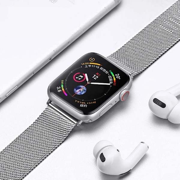 Länka Ranneke Apple Watch Ultra 2:lle 49Mm 45Mm 44Mm 42Mm 41Mm 40Mm 38Mm Milanese Mesh Correa I Iwatch 9 8 7 6 5 4 3 Musta black 38mm 40mm 41mm