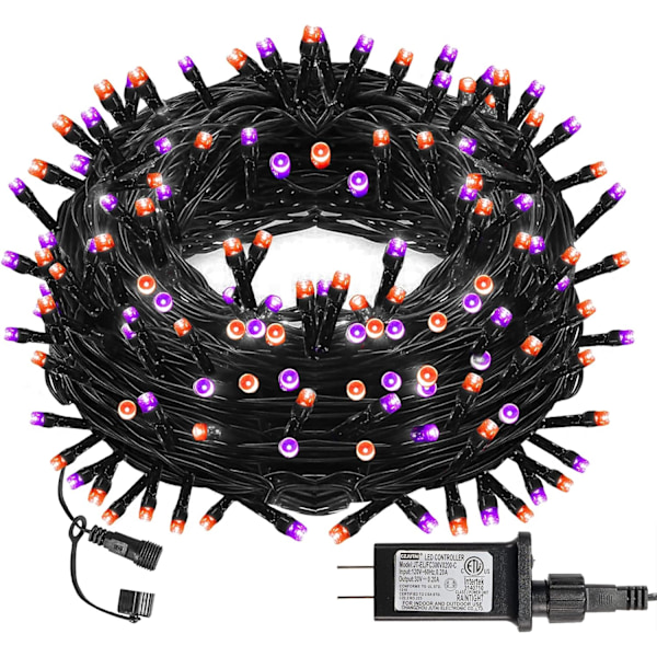 Ljusa 300 LED-julslingor, 100 FT anslutningsbara, vattentäta, lila & orange Purple & Orange 300 LED