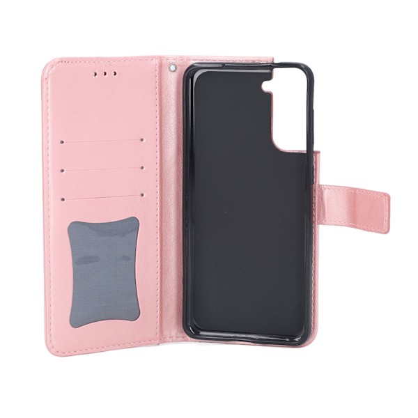 PU Läder Plånboksfodral med Präglade Blommor, Plånboksfodral med Kortfack och Ställ för Galaxy S21 Plus