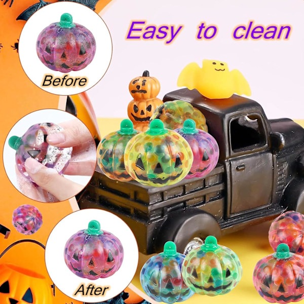 6-pack Halloween Klämleksaker, Halloween Stressbollar Pumpaleksaker Fidgetleksaker för Barn Vuxna Partygåvor