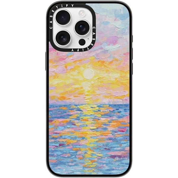 CASETiFY Kompakt iPhone 16 Pro Max Skal [1,2 m. 2X Militärklassat Fallskydd/Slim/Lättvikt] - Frosted Sunset - Klar Svart