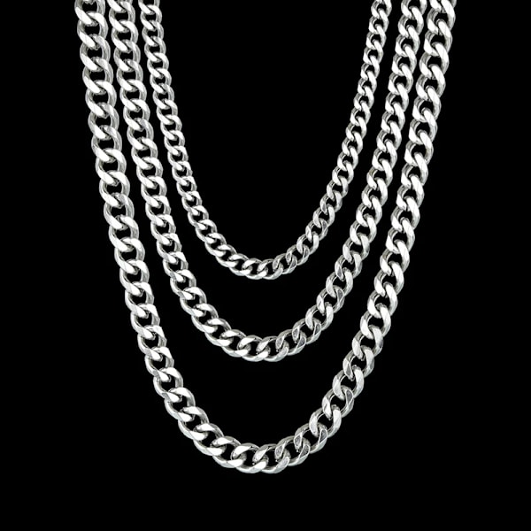 Uzone Basic Punk Rustfrit Stål 3,5,7mm Kantsten Cubansk Halskæde til Mænd Kvinder Guldfarve Ledkæde Chokers Solid Metal Smykker Guldfarve Guldfarve Gold color 40cm 3mm