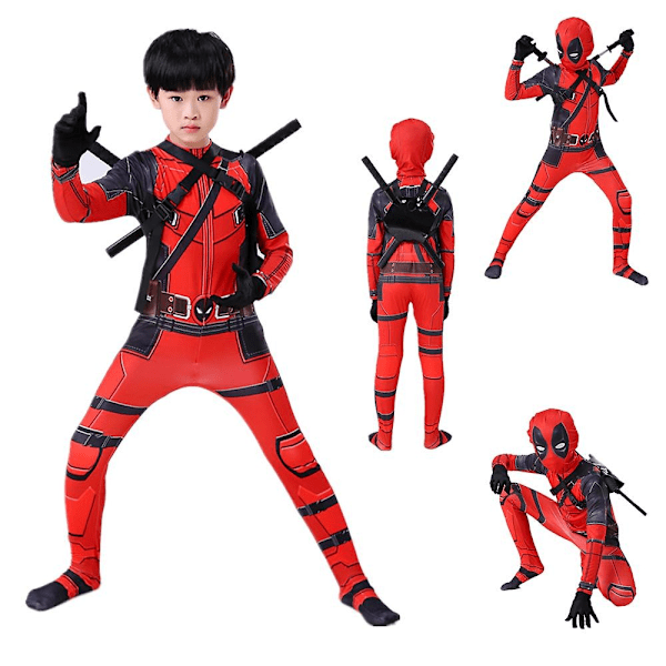 Børne Cosplay Deadpool Kostume Bodysuit Børnefest Outfit 130