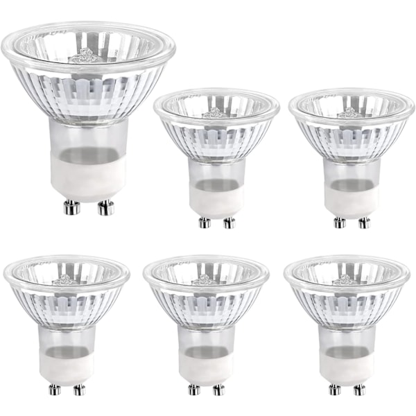 Halogen lamp GU10 35W 220V, 380lm Warm white 2700K, Dimmable halogen spotlight, for cabinet lighting, display lamps, 6-pack-WELLNGS