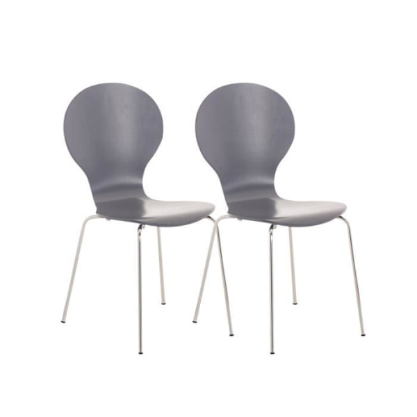 Set med 2 DIEGO stapelbara stolar - CLP - Träsits - Ergonomisk - 10 färger Grå