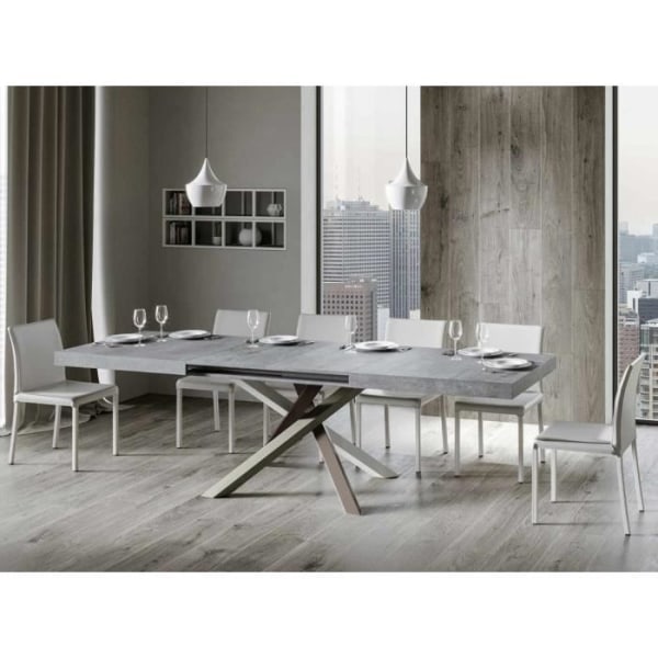 Utdragbart bord för 8 till 12 personer i askgrå och sammanflätade ben i 4 färger L 180 till 284 cm Artemis