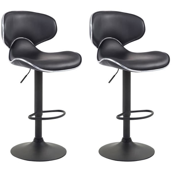 Set med 2 st Las Vegas V2 barstolar i svart konstläder - Svart - Justerbar i höjdled - Modern - Design Svart