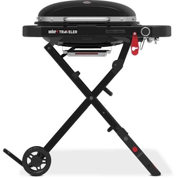 Gasgrill - WEBER - Traveller Compact - Svart - Fällbar vagn - Piezoelektrisk tändning - 2,2 kW Svart