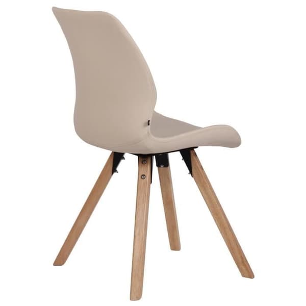 Matsalsstolar - Luna - 4-pack - Creamy konstläder - Träben - Skandinavisk design grädde