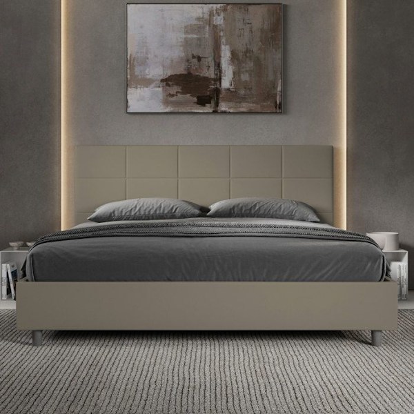 King size säng utan vadderad boxspring 200x200 cappuccino konstläder Mika cappuccino